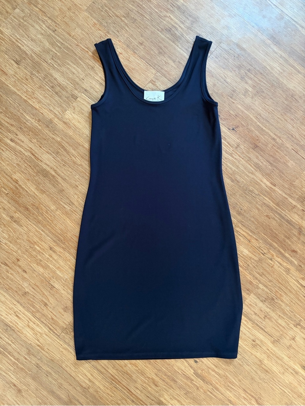 Compli K Navy Blue Tank Sheath Dress Sleeveless Stretch Made in Canada Sz S